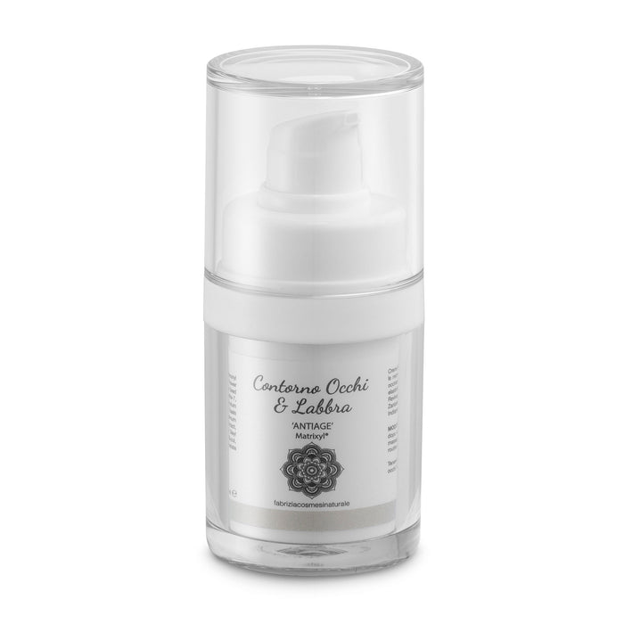 Contorno occhi e labbra antiage con Matrixyl®, Airless 15 ml Fabrizia Cosmesi Naturale: Acido Jaluronico, Burro di Karité, Caffeina e Revinage®