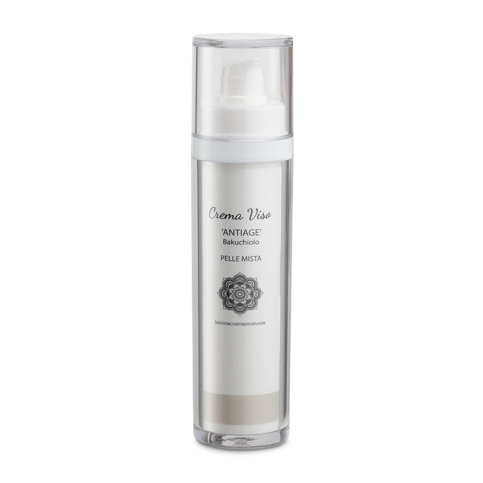 Crema viso antiage per pelle mista al Bakuchiolo, Airless 50 ml Fabrizia Cosmesi Naturale, con Niacinamide
