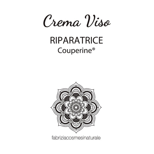 Etichetta della Crema Viso Riparatrice alla Couperine®, Airless 50 ml, Fabrizia Cosmesi Naturale