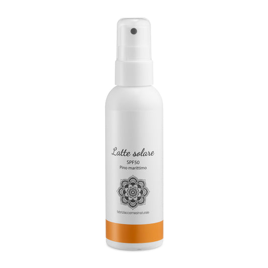Latte solare SPF50 alta protezione UVA e UVB con Pino marittimo, Spray 150 ml Fabrizia Cosmesi Naturale