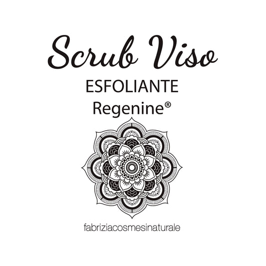 Etichetta dello Scrub Viso Esfoliante con Regenine®, Vaso 50 ml, Fabrizia Cosmesi Naturale