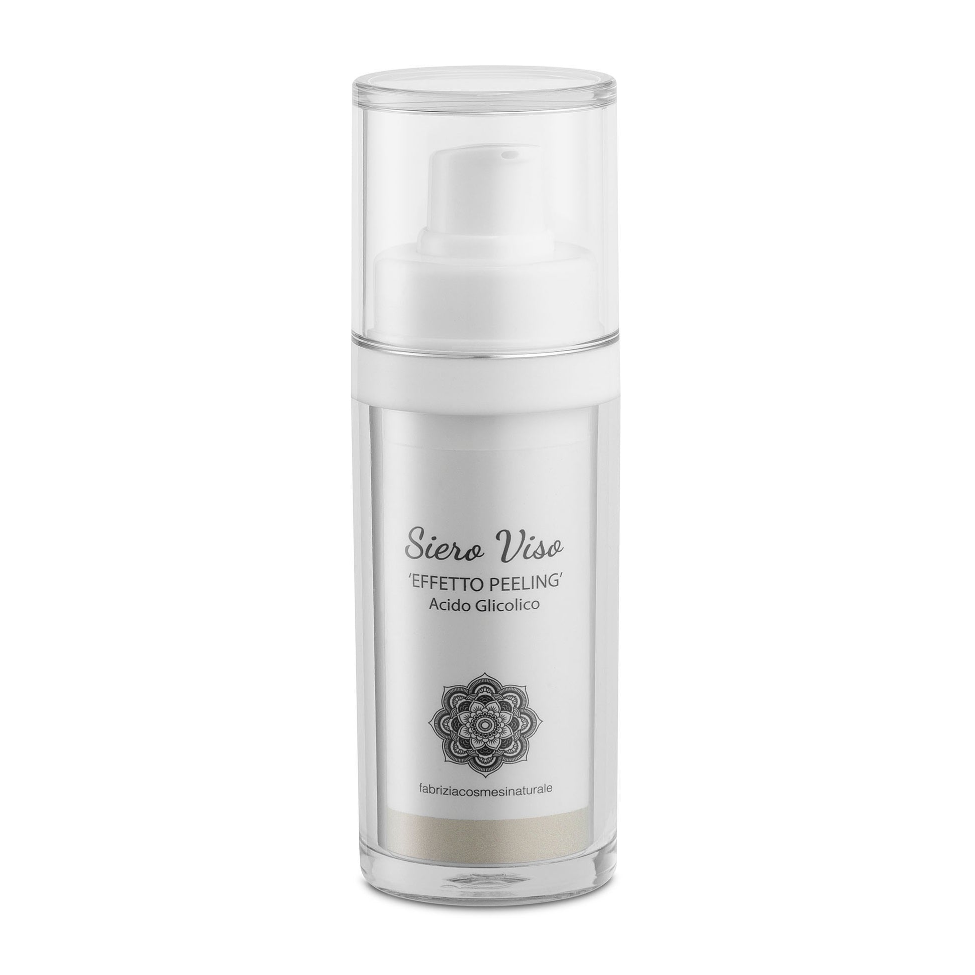 Siero viso effetto peeling con Acido Glicolico, Airless 30 ml Fabrizia Cosmesi Naturale, levigante e illuminante